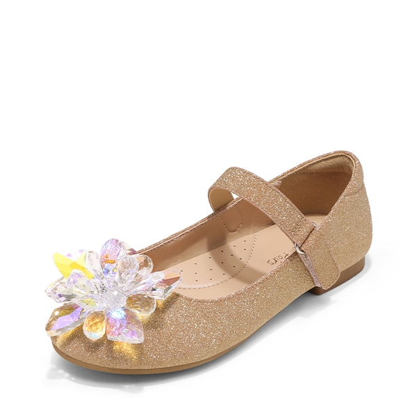 Girls Bow Glitter Princess Ballet Flats - GOLD GLITTER -  0